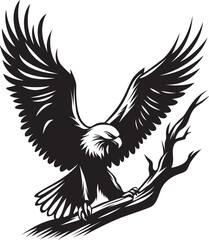 Fototapeta premium Eagle sitting on tree branch, Eagle Vector illustration