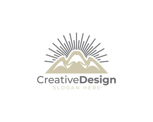 Abstract Sun And Mountain logo vector symbol design template. 