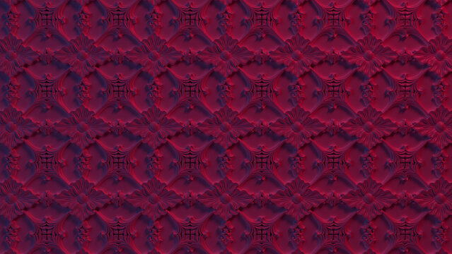 Pink and Purple Rococo Pattern Background.