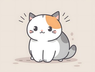 A cute cartoon cat with simple lines