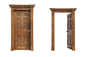 street doors in both open and closed positions, on a white background