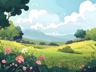 flat layer landscape background, Illustration