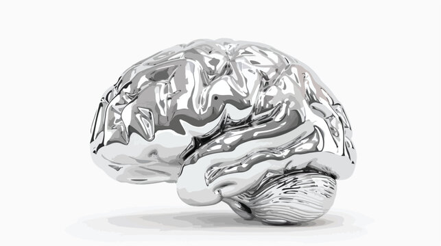 Silver brain on white background. flat vector isolated
