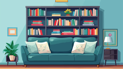 Furniture sofa bookcase picture. Living room interi