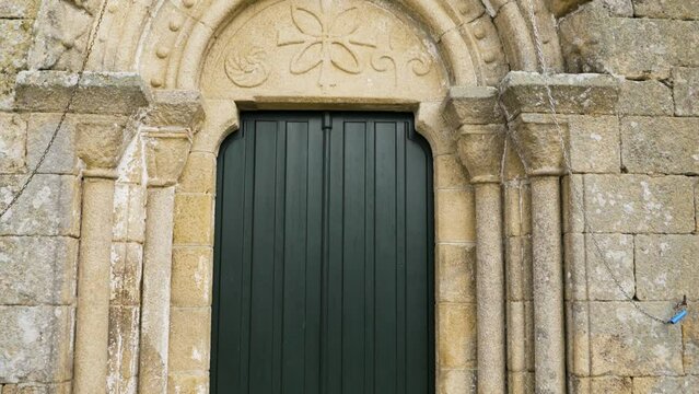 Ornate Portal of San Juan de Cortegada Church, Spain