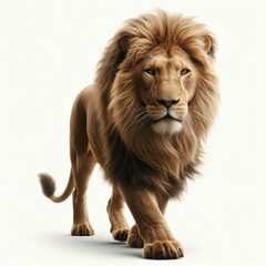 Image of isolated lion against pure white background, ideal for presentations
