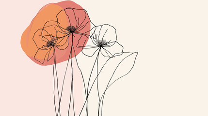 Simple Flower oneline art drawing style beautiful illustration