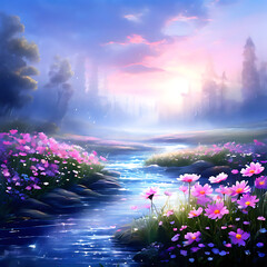 Obraz premium landscape with flowers