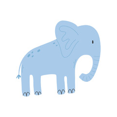 Cute elephant isolated on white background. Elephant vector illustration. Hand drawn flat style.