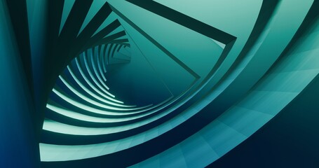 Futuristic architecture rotating spiral structure 3d render