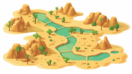 Game road map with level indicators. Sand desert wi - obrazy, fototapety, plakaty