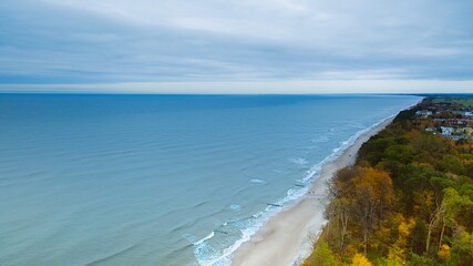 Captured by drone on a cloudy November day, the Gąski sandy beach. © Grzegorz