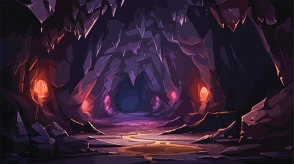 Game underground mine cave with crystal treasure il