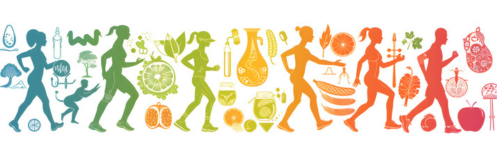 Illustration depicting the numerous benefits of maintaining a healthy lifestyle - obrazy, fototapety, plakaty