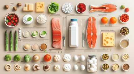 Food and Nutrition: A 3D vector infographic presenting the benefits of probiotics