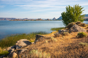 Steamboat Rock State Park by Banks Lake in the Grand Coulee, in Washington State