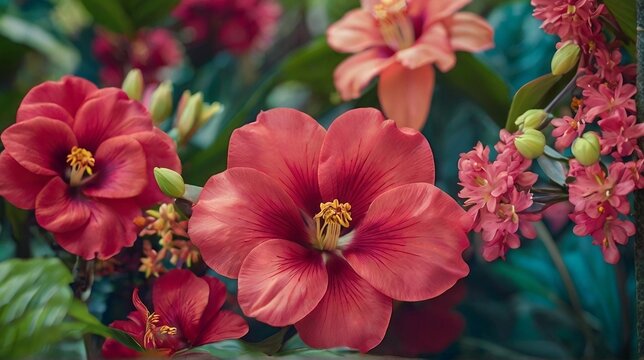 nice and charm looking and attractive red and yellow flowers with greenery 