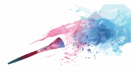 Smudge and smear a color brush on a white background