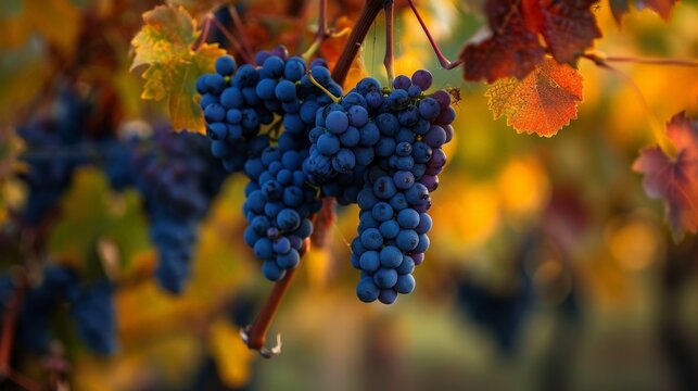 Grapes hanging from vine