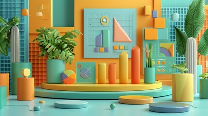 Infographics Design Tips: A 3D vector illustration demonstrating the use of grids and alignment