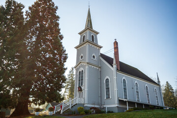 Fototapeta na wymiar Port Gamble Historic District, National Historic Landmark in Washington State