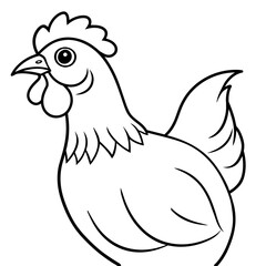    chicken vector illustration with line art.
