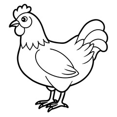    chicken vector illustration with line art.
