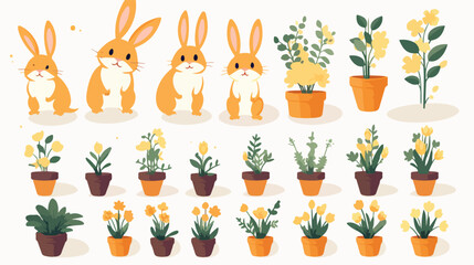 Gardening Rabbit with Plants Nature Lover Animal Ve