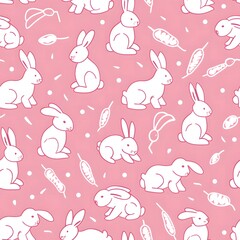 Cute Pink Bunny seamless Pattern