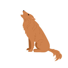 The wolf sits and howls. Illustration in flat style on white background