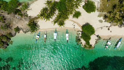 A tropical island and a beautiful beach. Balidbid Lagoon, Bantayan island, Philippines. - obrazy, fototapety, plakaty