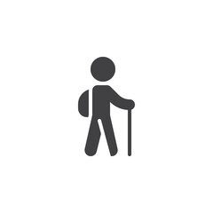 Hiking person vector icon