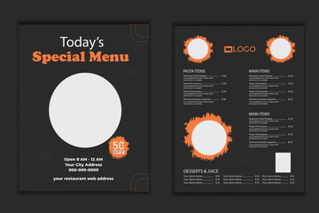 bifold food menu restaurant