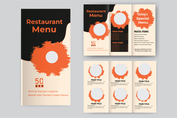 trifold food menu restaurant