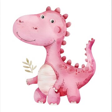 recommend clip art: Cute pink dinosaur, watercolor clip art