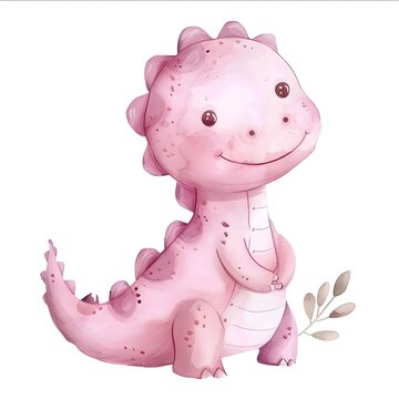recommend clip art: Cute pink dinosaur, watercolor clip art