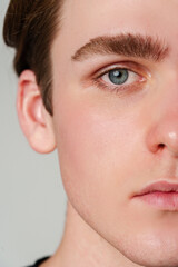 Close Up of a Man With Blue Eyes