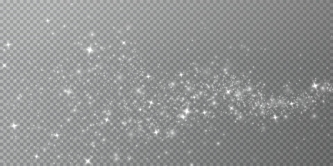White png dust light. Bokeh light lights effect background. Christmas background of shining dust Christmas glowing light bokeh confetti and spark overlay texture for your design.	
