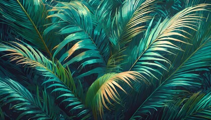seamless pattern leaf trendy tropical spring design jungle palm summer background generative ai