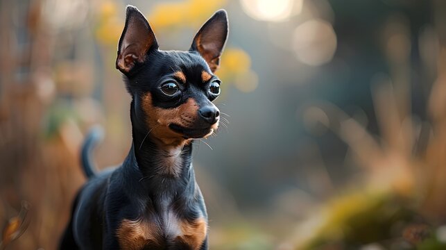 A Mighty Miniature Pinscher Exudes Confidence and Fearlessness in Close Up Portrait
