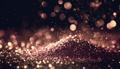 glitter rose gold particles stage and light shine abstract background flickering particles with...