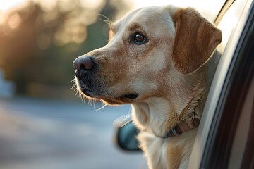 Curious Canine Companion Joyfully Experiencing the Thrill of a Family Road Trip Adventure