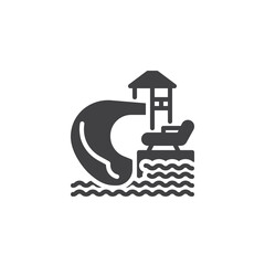 Aquapark water slide vector icon - 781097745
