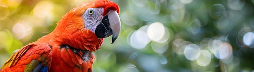 Fototapeta premium Vibrant Parrot Engaged in Speech Training Showcasing the Mental and Social Benefits of Interaction