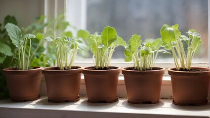 Fototapeta na wymiar seedlings in pots