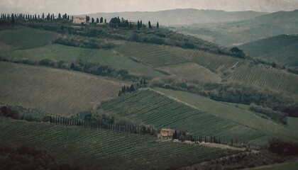 italy tuscan vineyards rolling illustration italian landscape green rural europe nature italy...