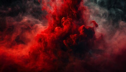 red dense smoke combined with red smoke - obrazy, fototapety, plakaty