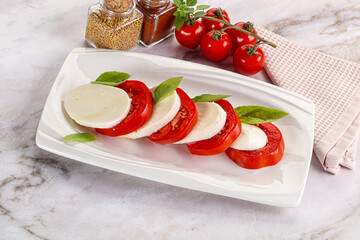 Italian caprese salad with mozzarella