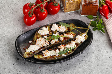 Grilled eggplant with feta cheese