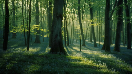 Obraz premium Serene Spring Morning - Forest and Bluebells